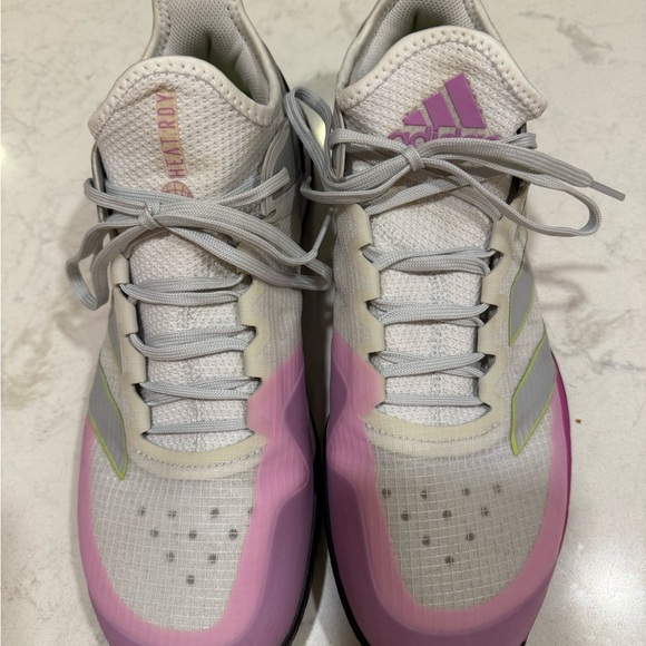 Adidas Men’s Ubersonic 4.1 (Cloud White/Grey Four/Sandy Pink Metallic) - Picture 2 of 6